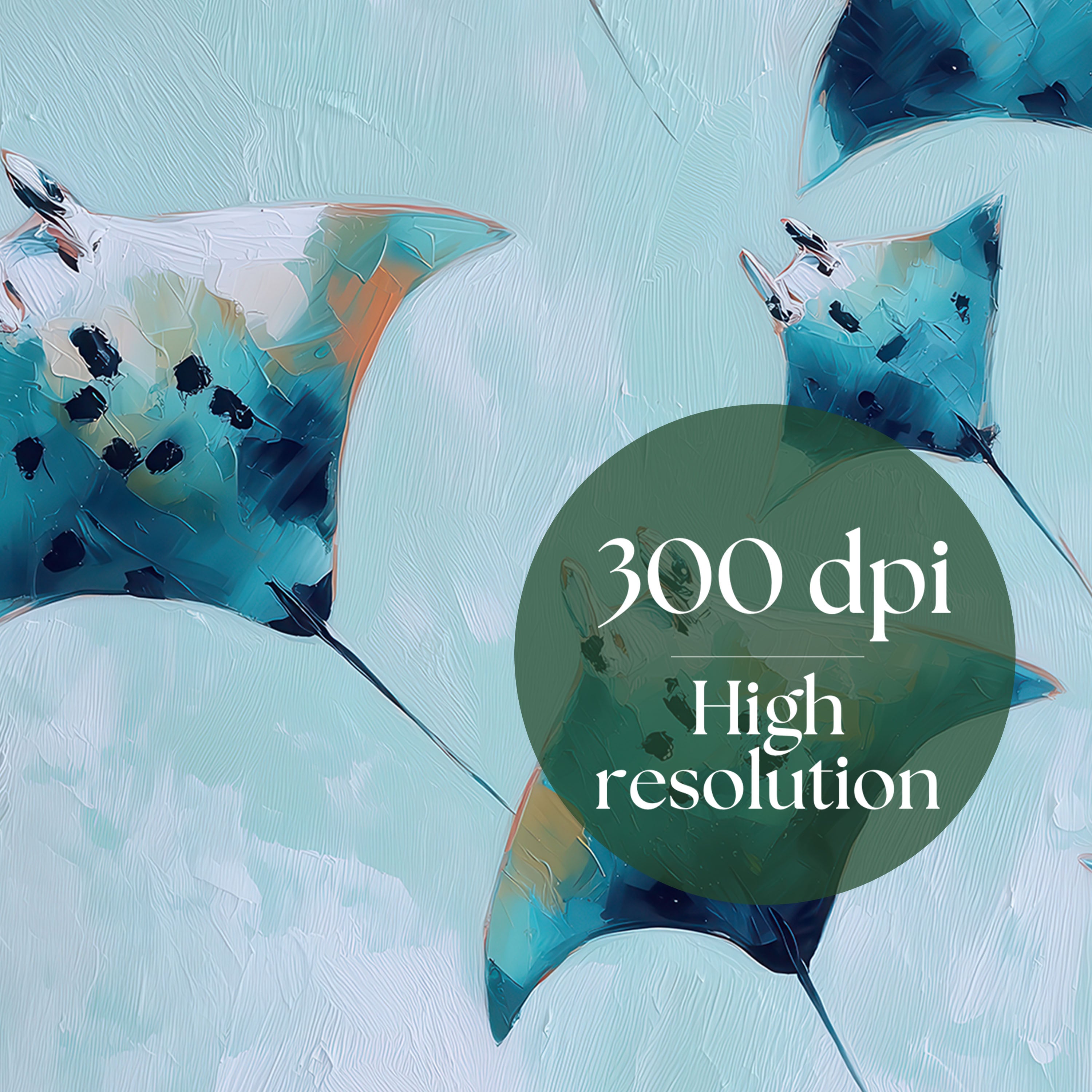 Pastel Manta Rays – Digital Coastal Ocean Art Print