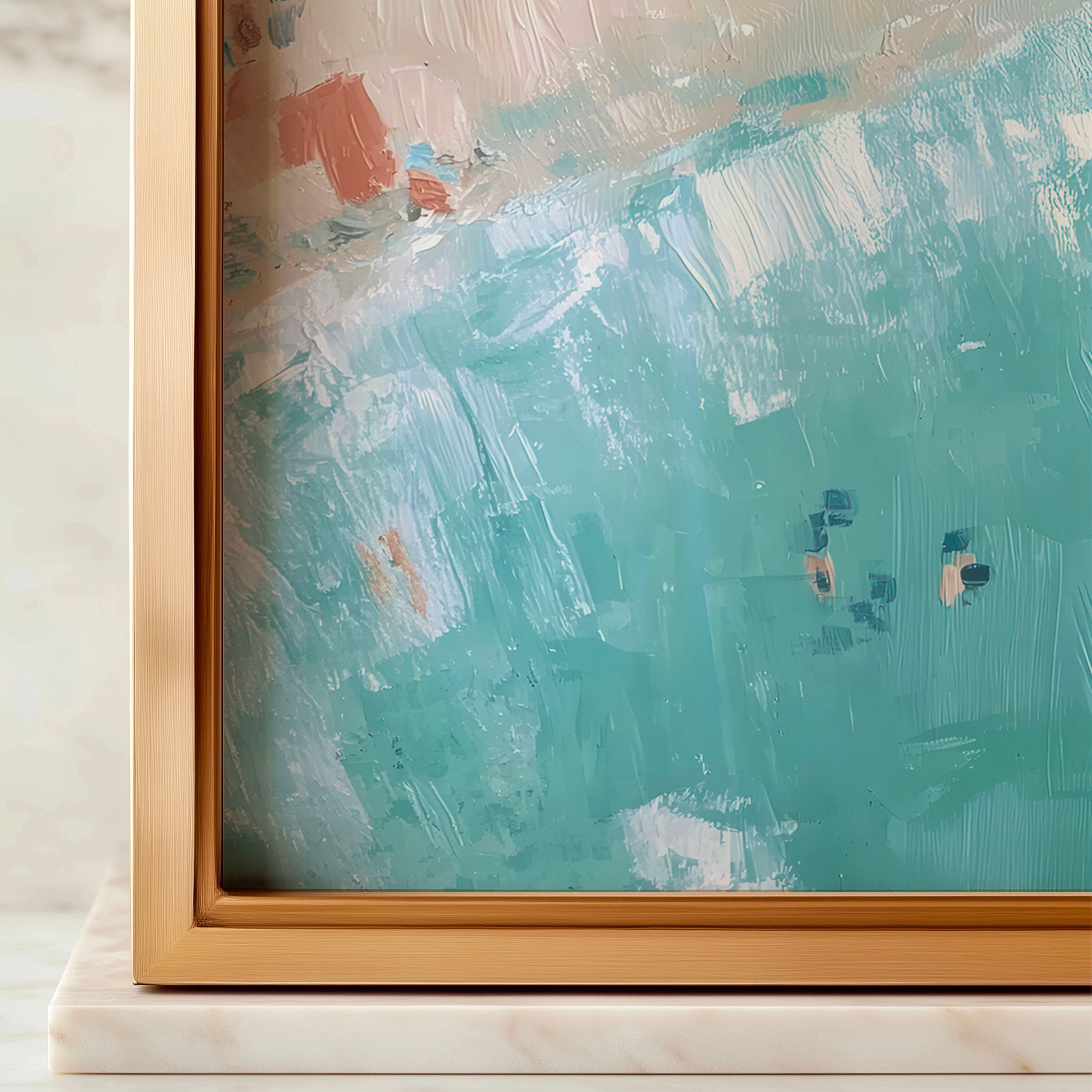 Digital Beach Painting Wall Art – Coastal Aerial Print