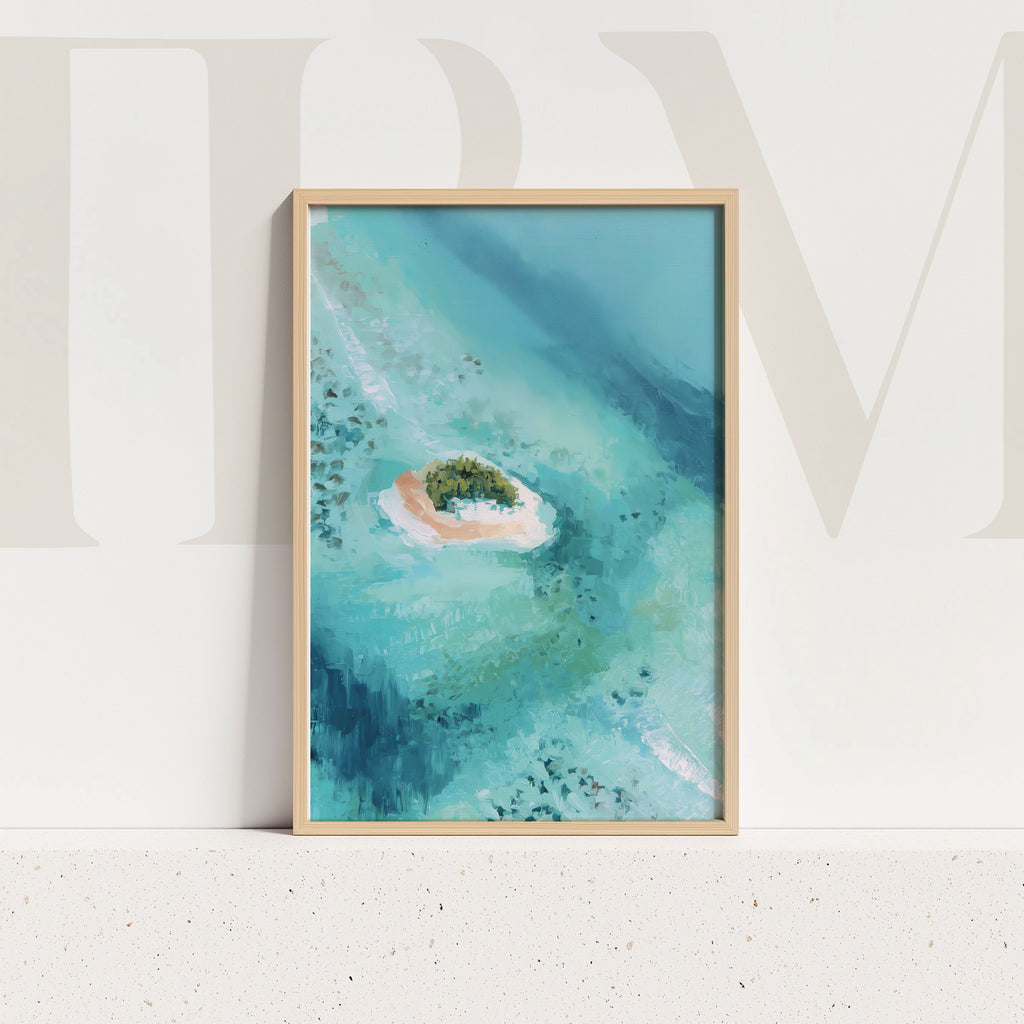 Digital Tropical Island Wall Art - Coastal Landscape Beach Print