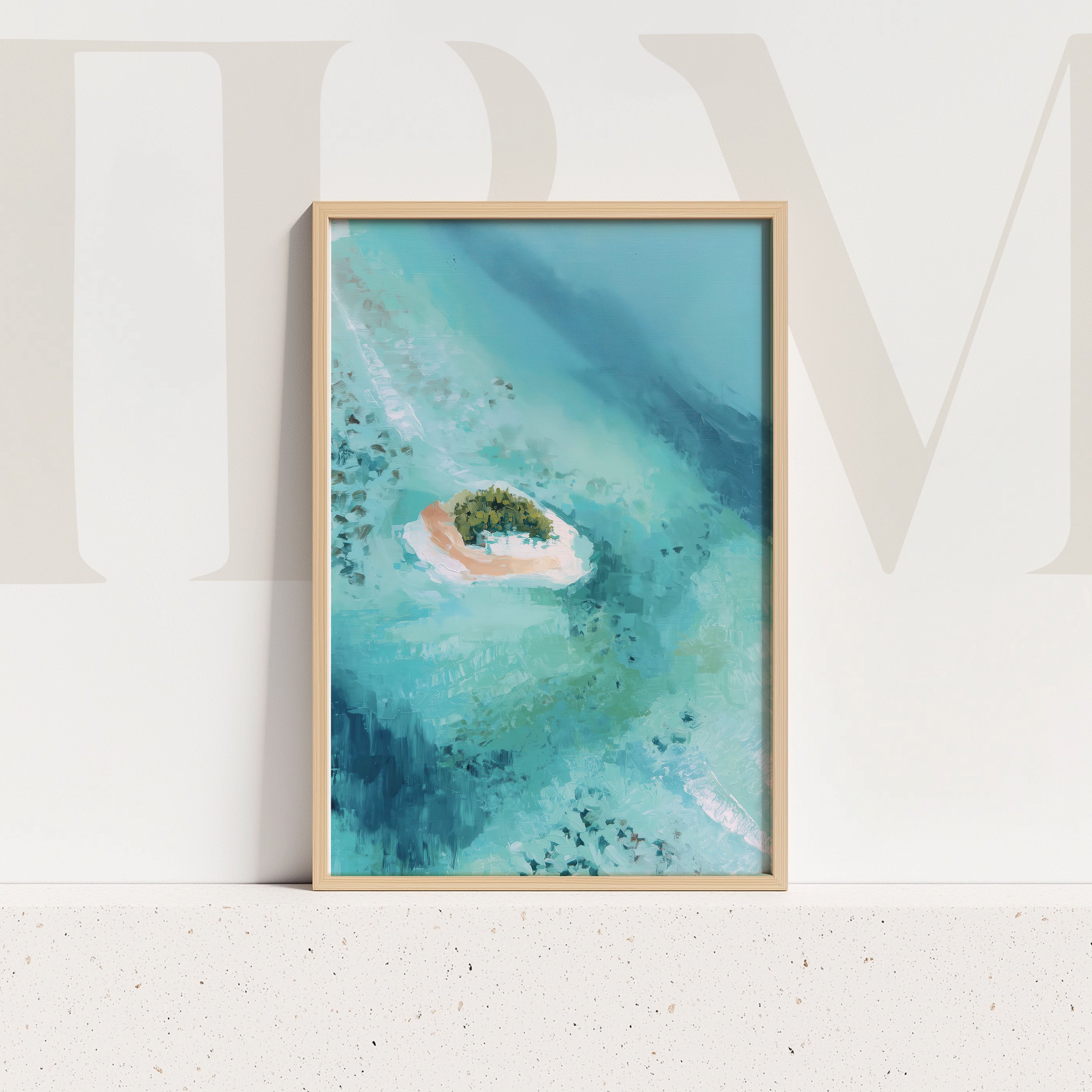 Digital Tropical Island Wall Art - Coastal Landscape Beach Print