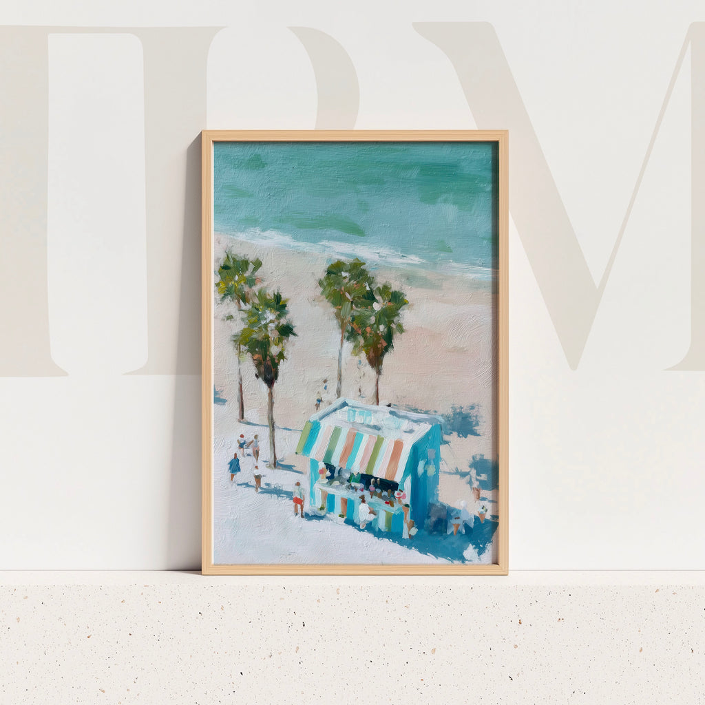 Seaside Market Art – Coastal Palm Tree Digital Print