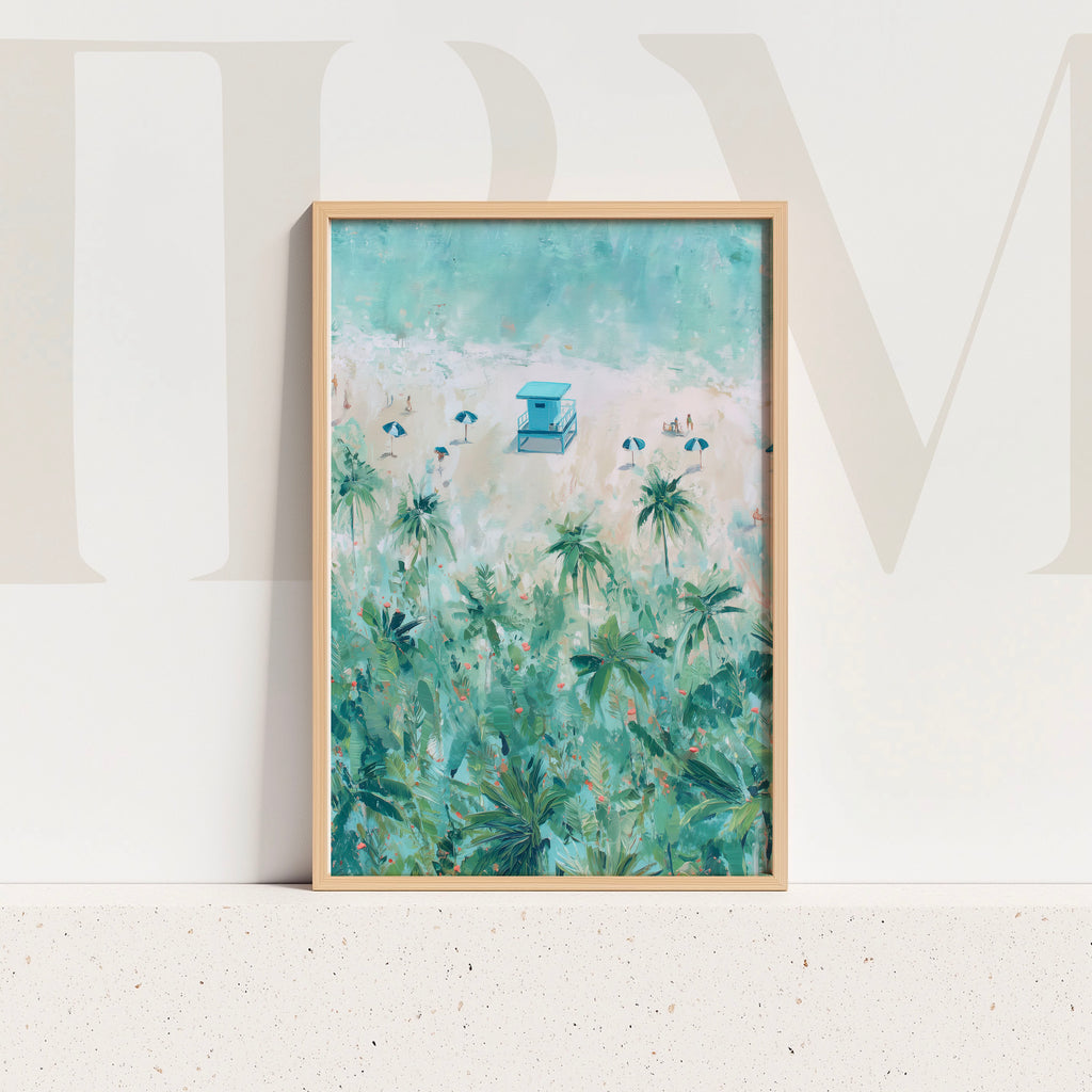 Lifeguard Tower Art – Beach and Palm Tree Digital Print (Copy)