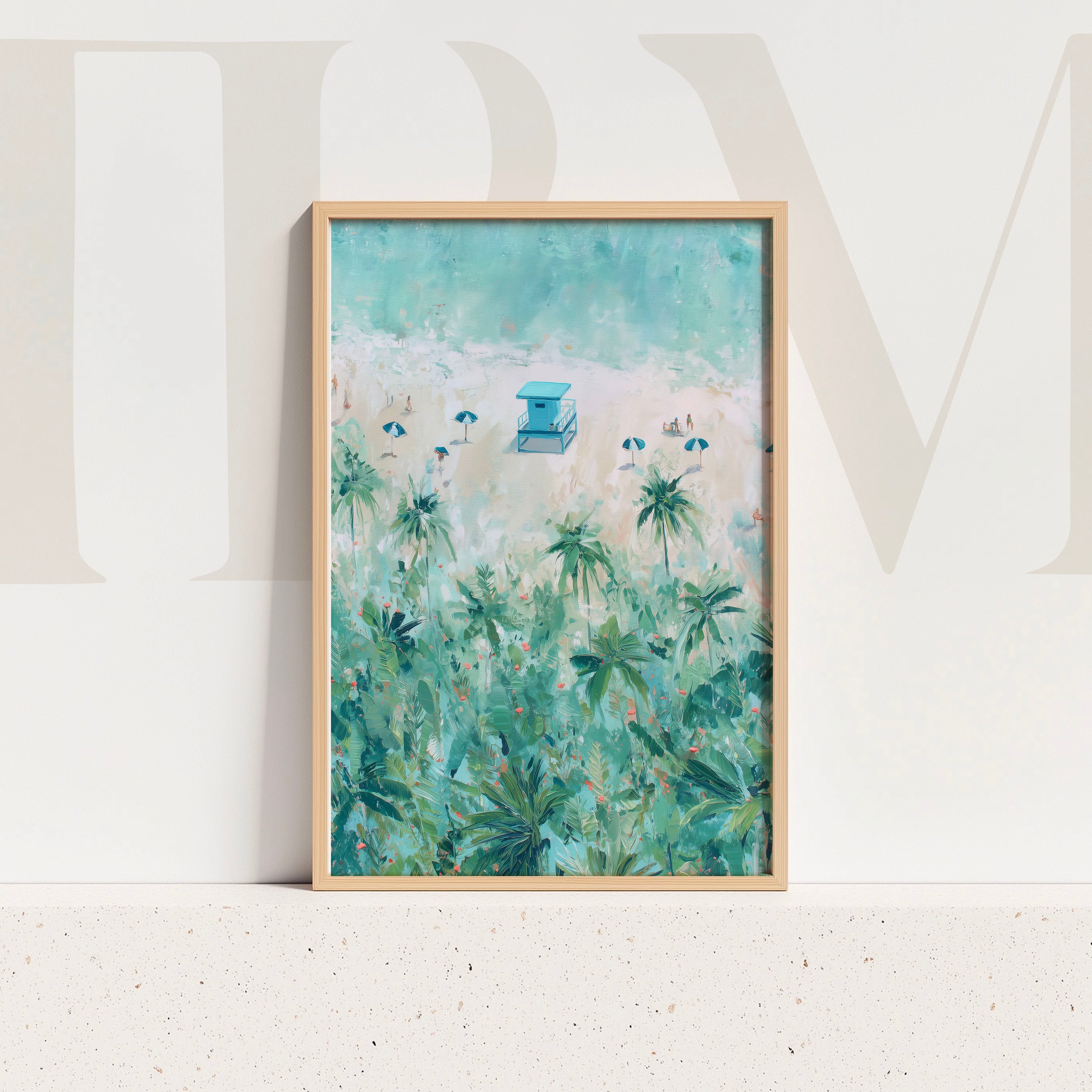 Lifeguard Tower Art – Beach and Palm Tree Digital Print (Copy)