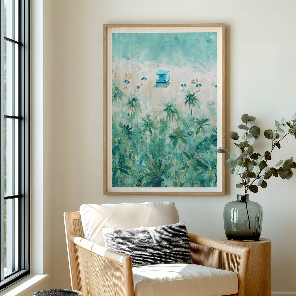 Lifeguard Tower Art – Beach and Palm Tree Digital Print (Copy)