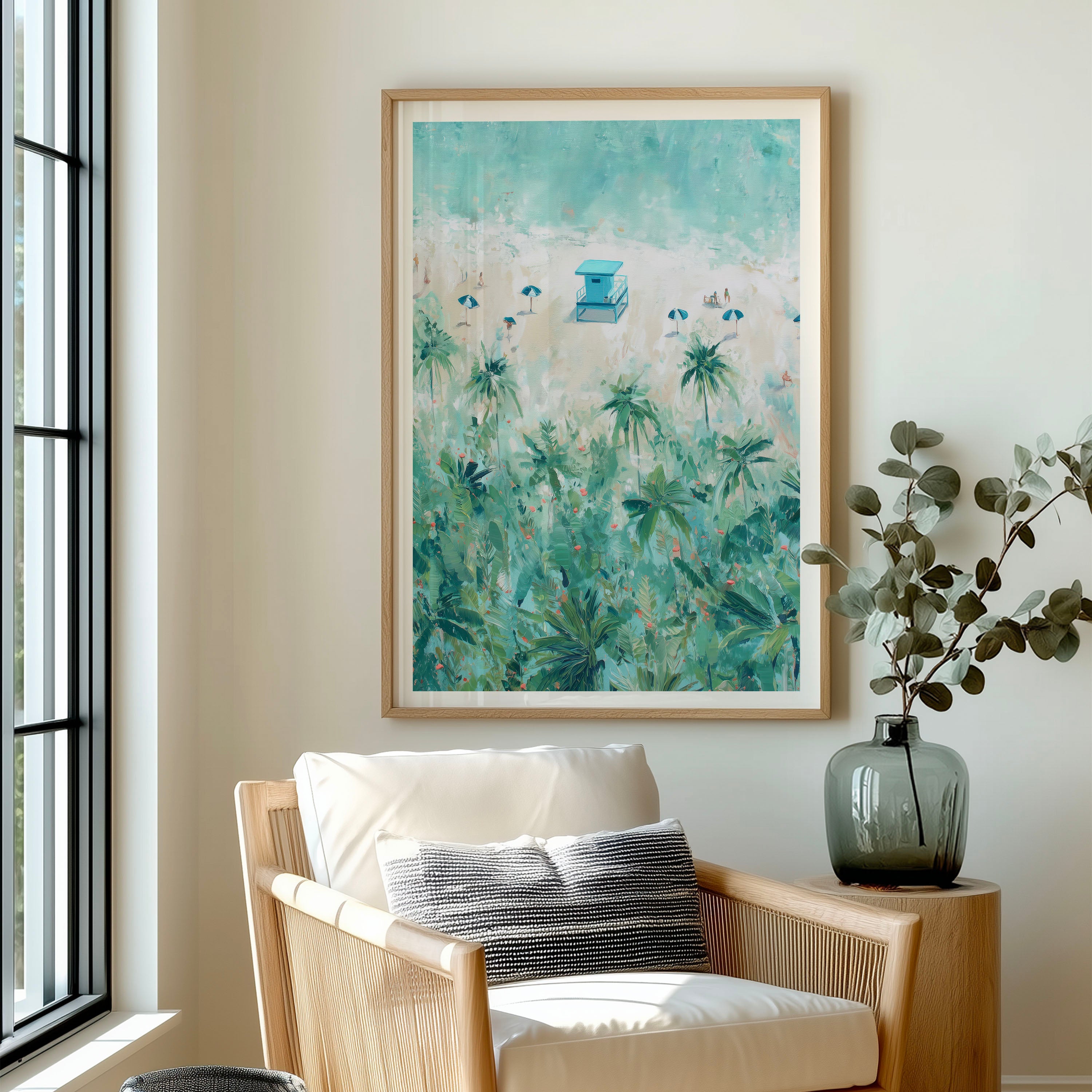 Lifeguard Tower Art – Beach and Palm Tree Digital Print (Copy)
