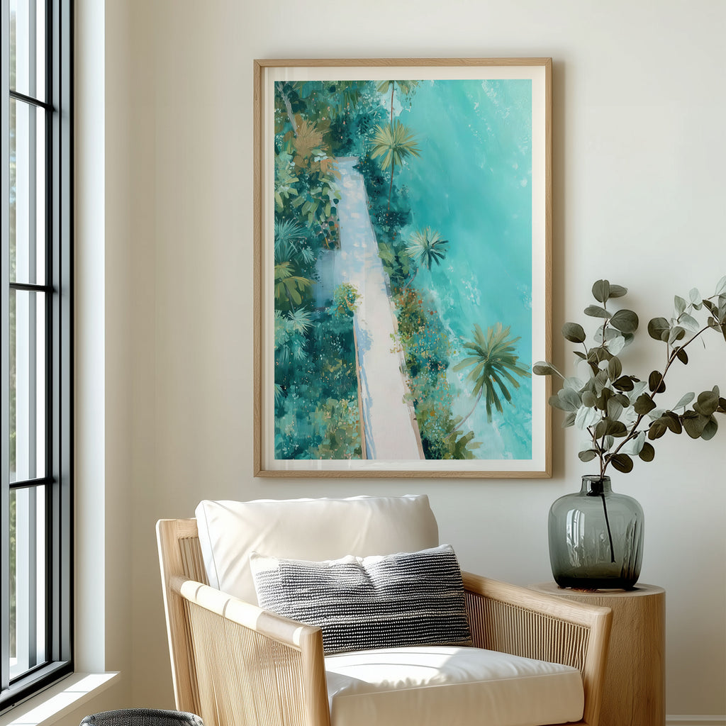 Coastal Path Dreamscape – Digital Tropical Wall Art Print
