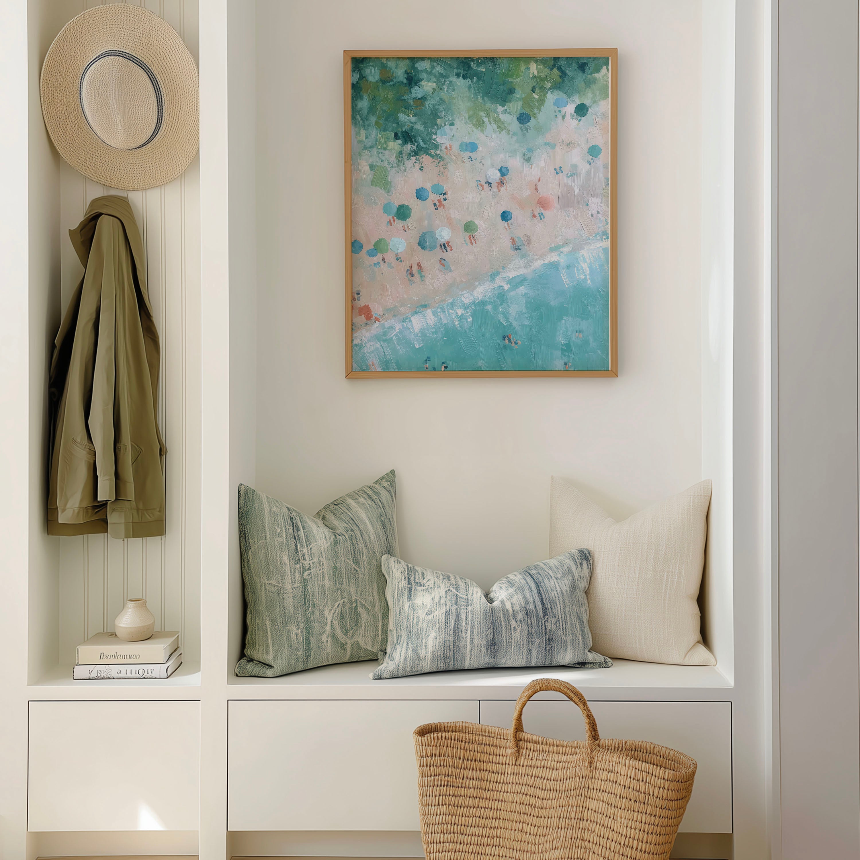 Digital Beach Painting Wall Art – Coastal Aerial Print