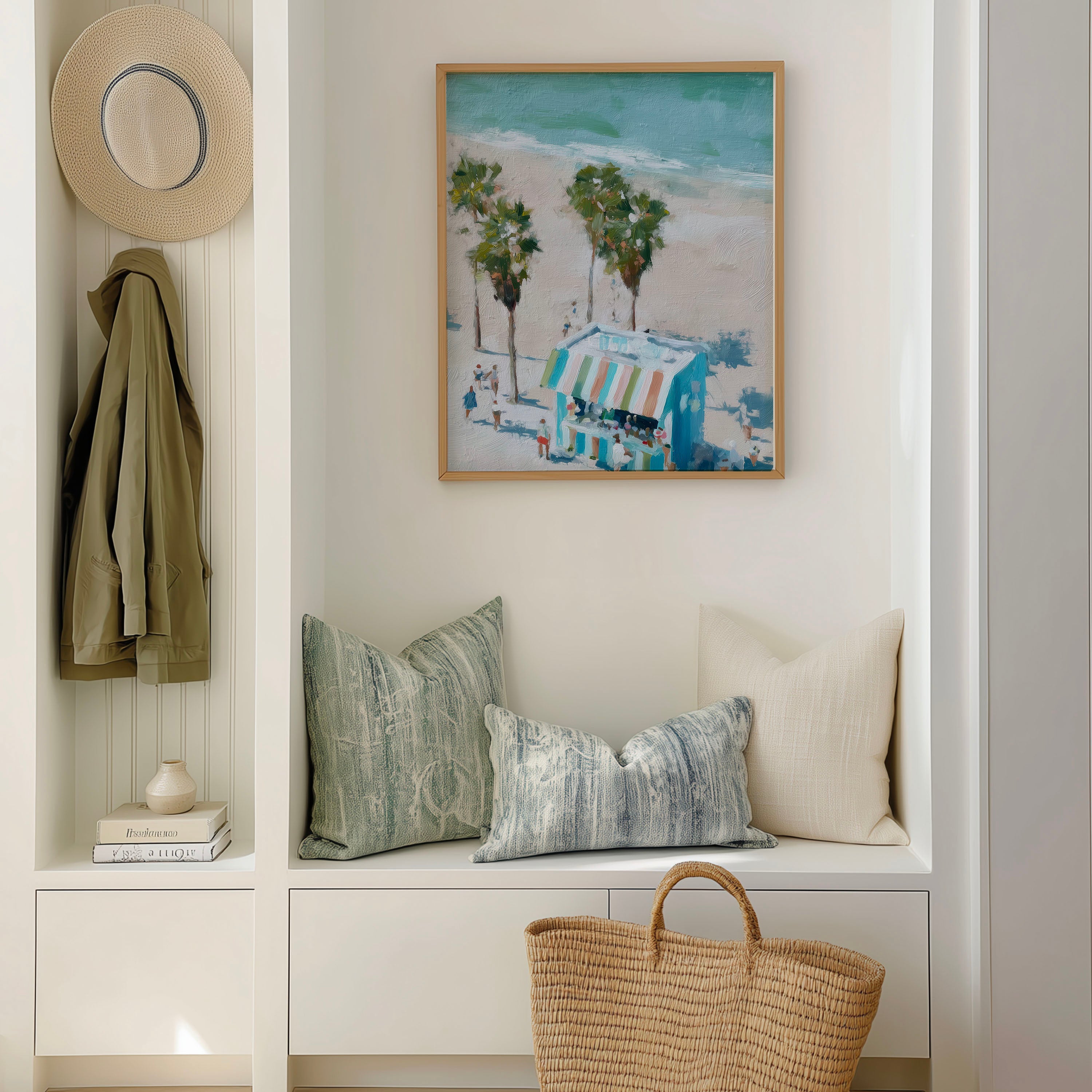 Seaside Market Art – Coastal Palm Tree Digital Print