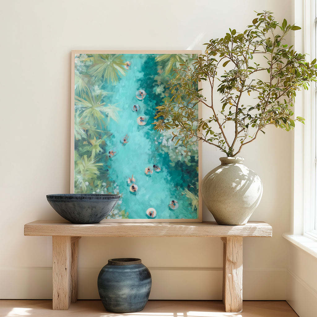 Lazy River Art – Tropical Floating Pool Digital Print