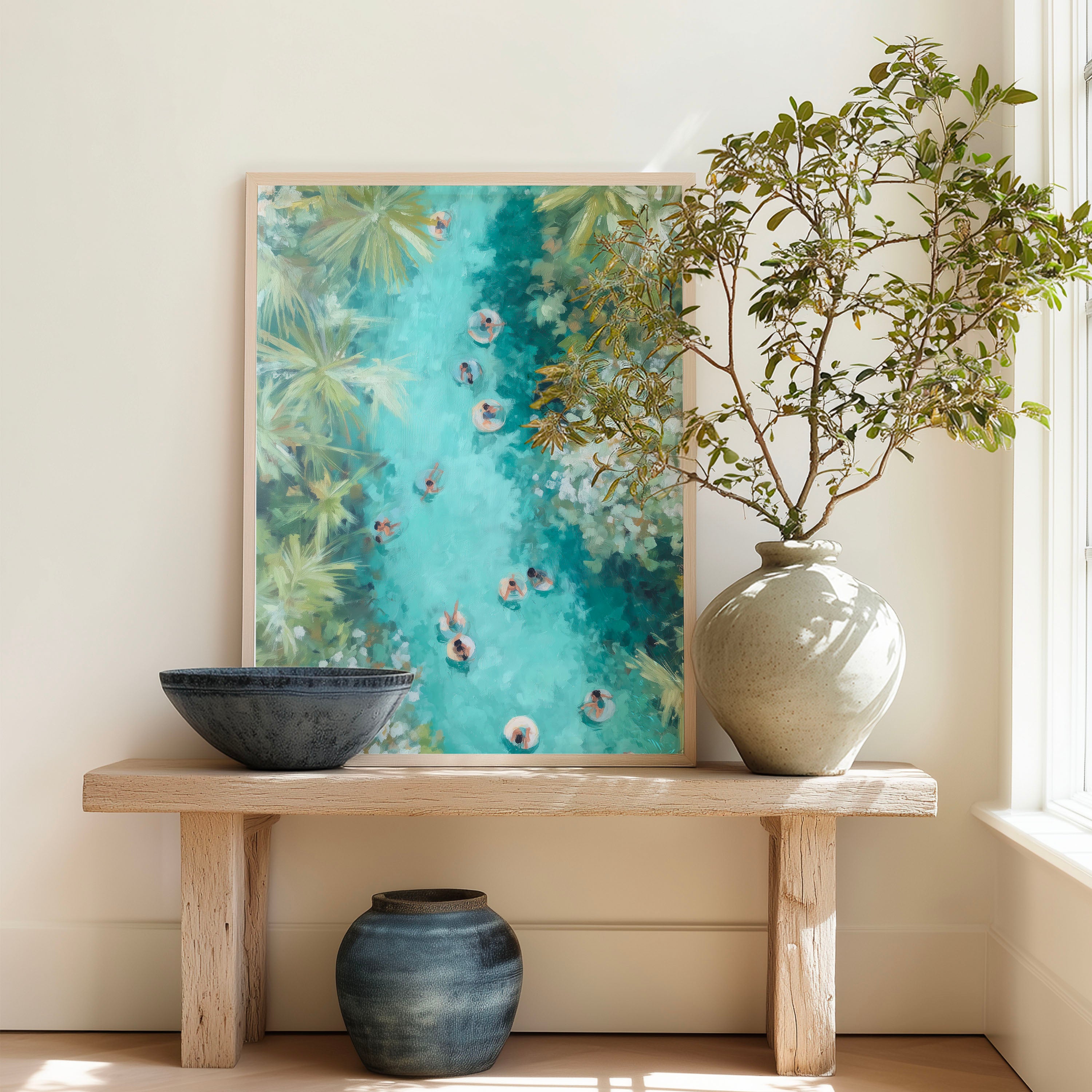 Lazy River Art – Tropical Floating Pool Digital Print