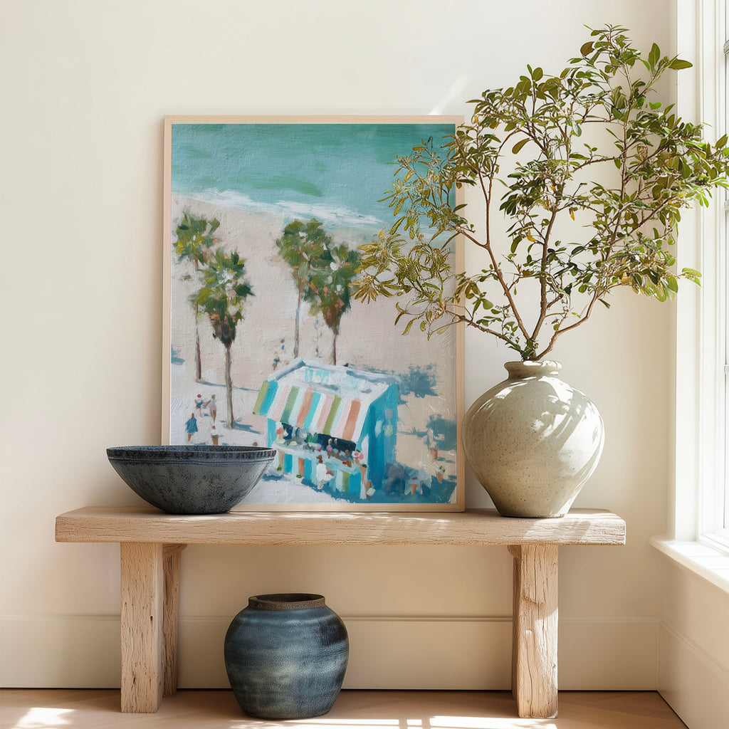 Seaside Market Art – Coastal Palm Tree Digital Print