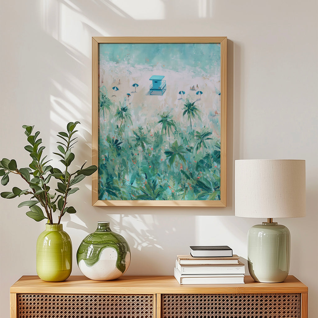 Lifeguard Tower Art – Beach and Palm Tree Digital Print (Copy)