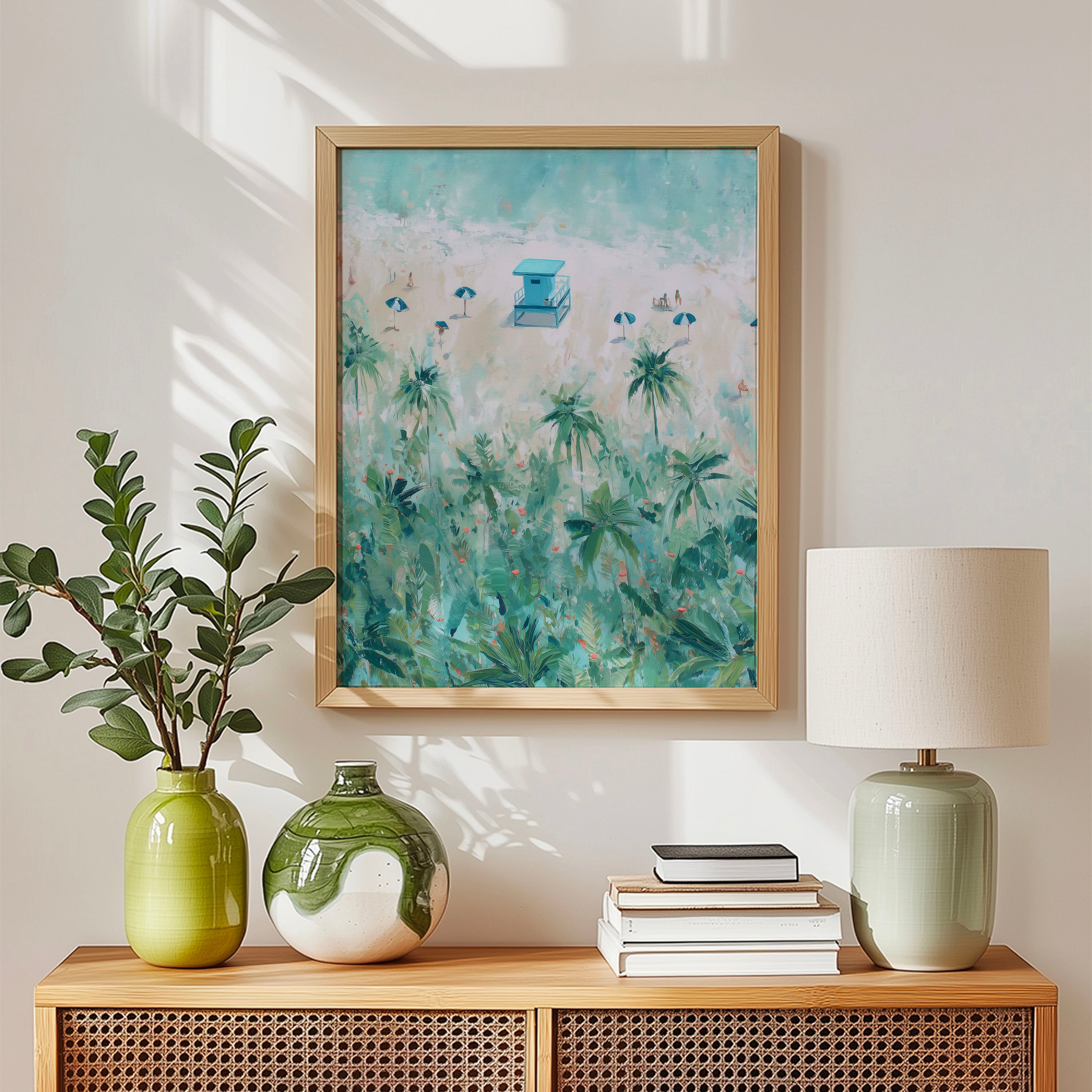 Lifeguard Tower Art – Beach and Palm Tree Digital Print (Copy)