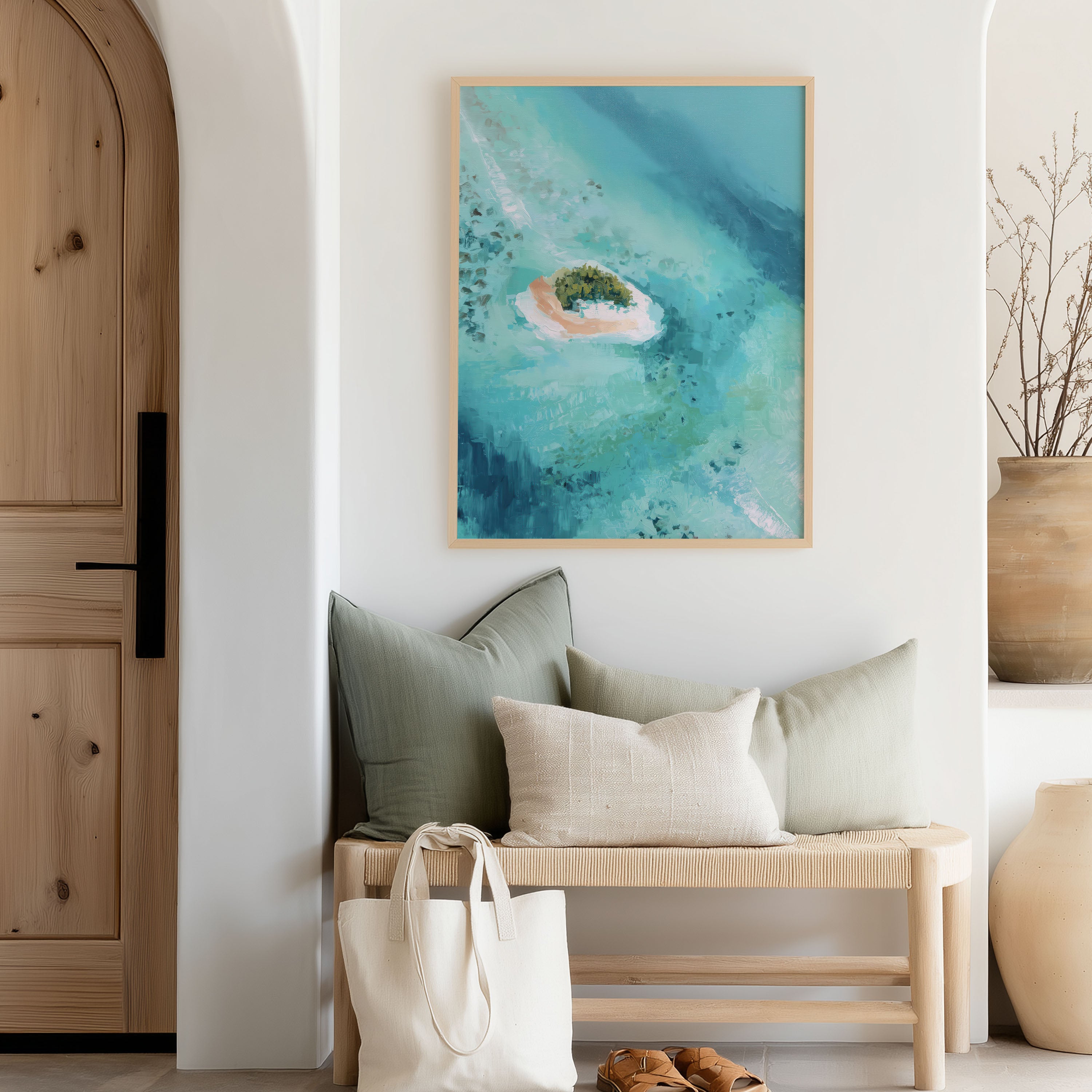 Digital Tropical Island Wall Art - Coastal Landscape Beach Print