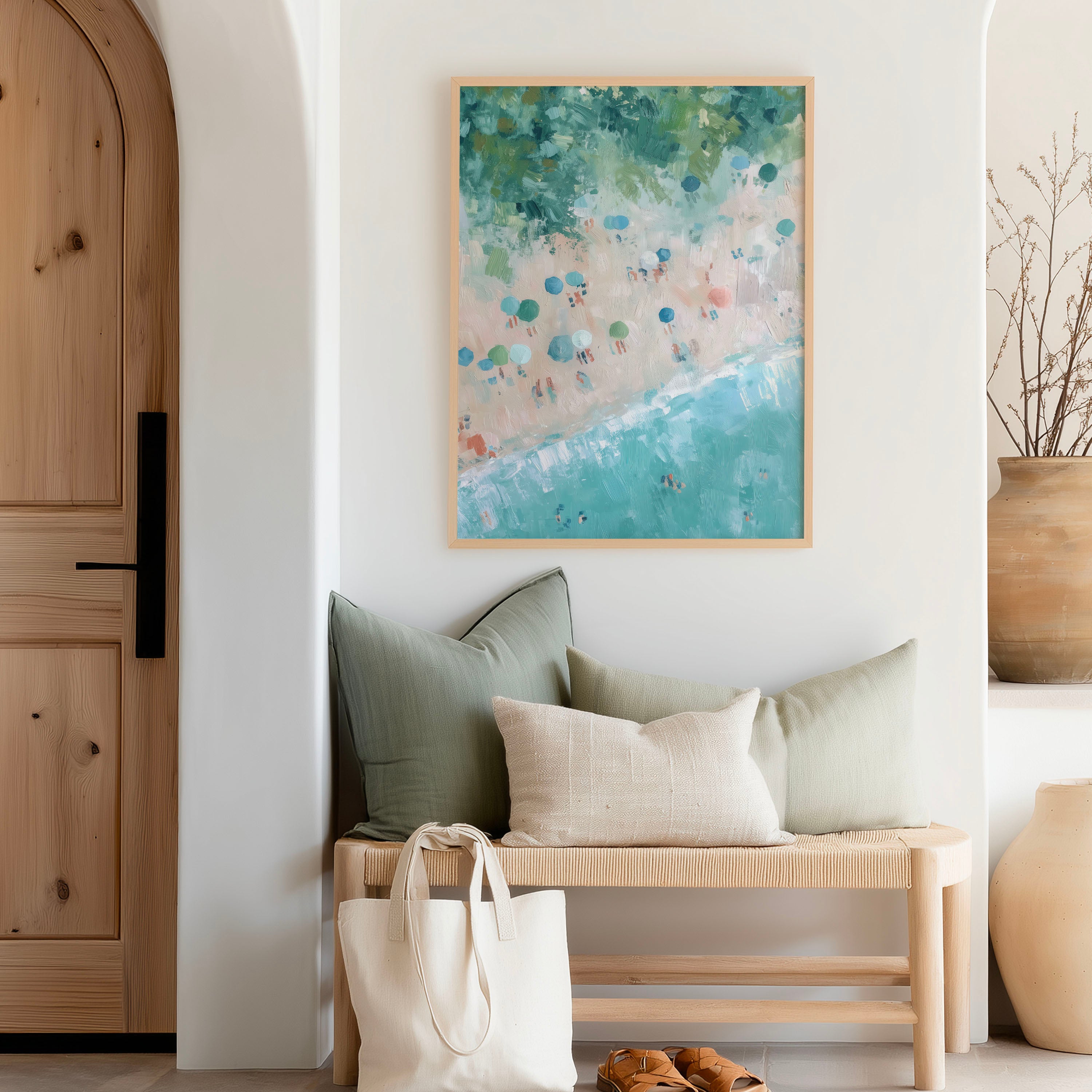 Digital Beach Painting Wall Art – Coastal Aerial Print