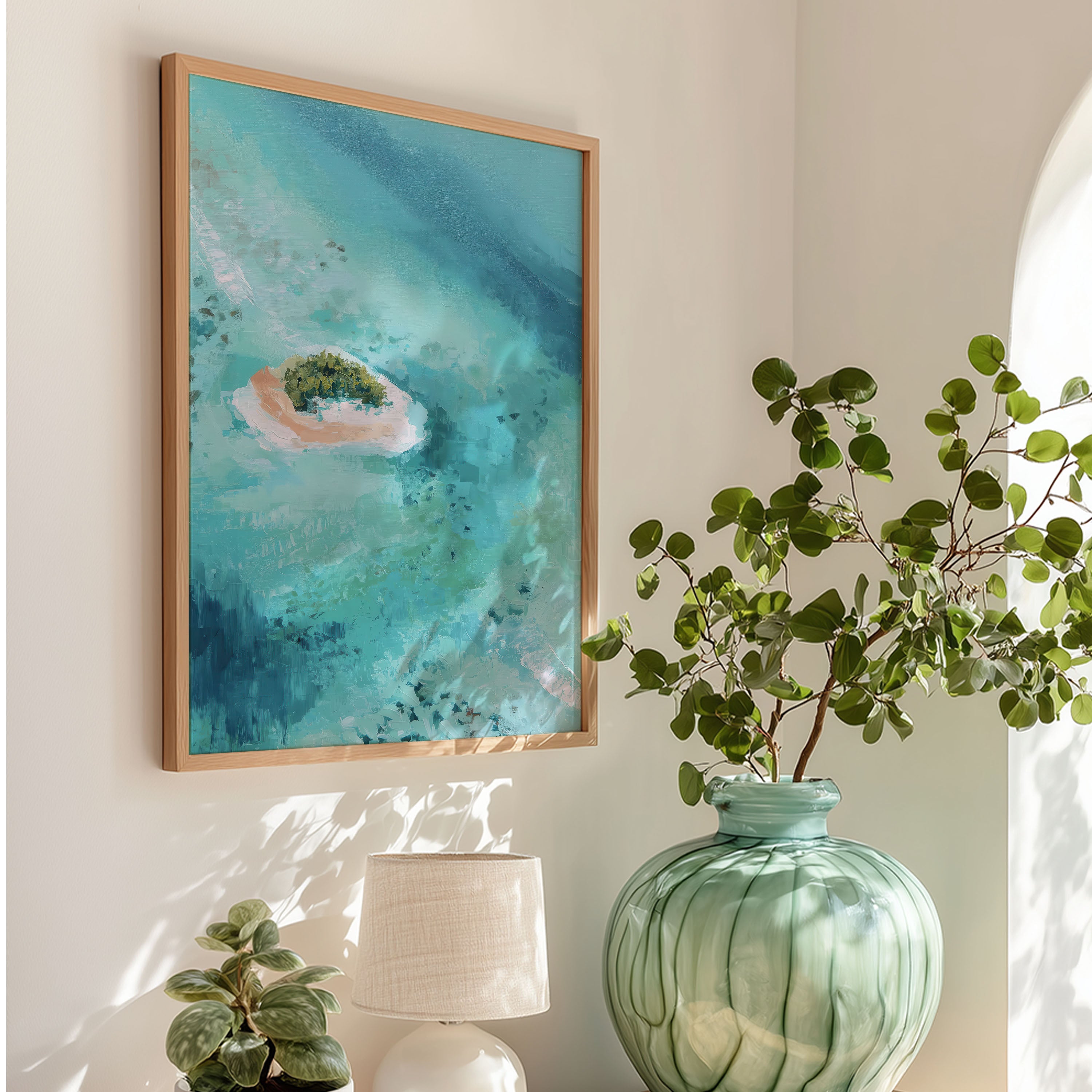 Digital Tropical Island Wall Art - Coastal Landscape Beach Print