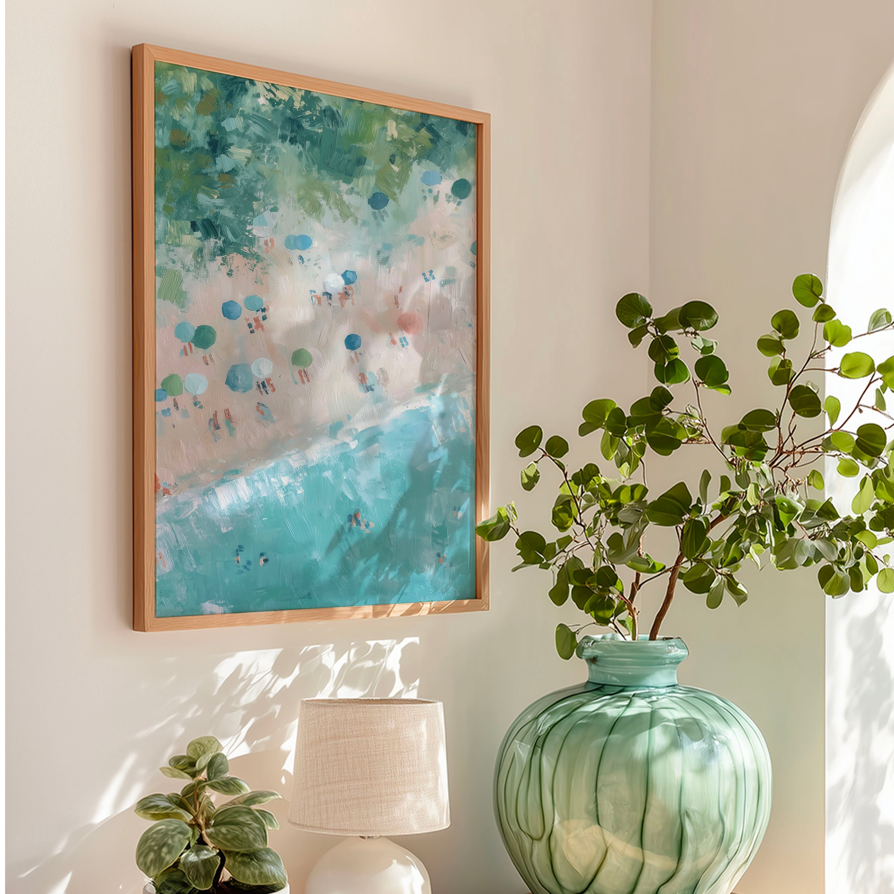 Digital Beach Painting Wall Art – Coastal Aerial Print