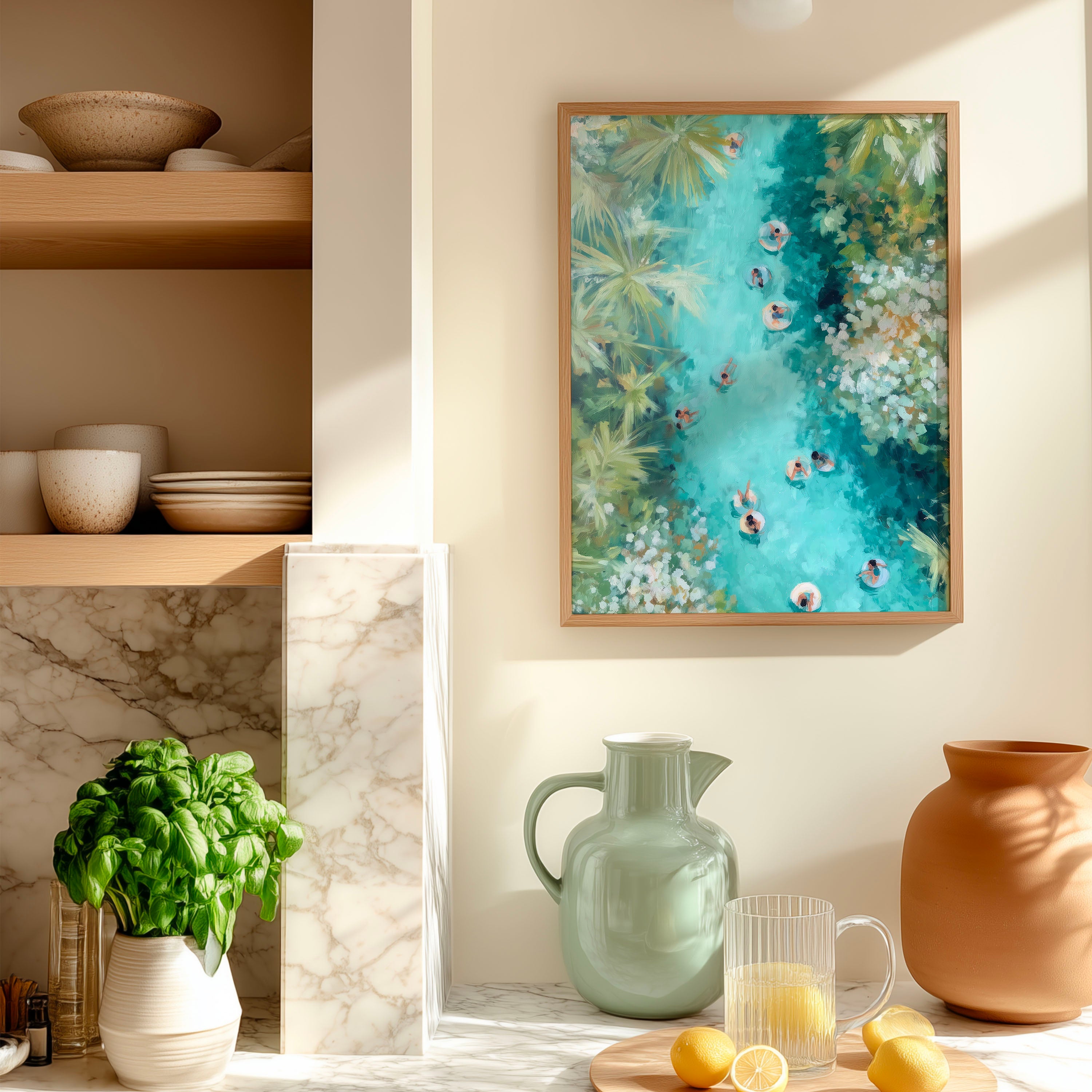 Lazy River Art – Tropical Floating Pool Digital Print