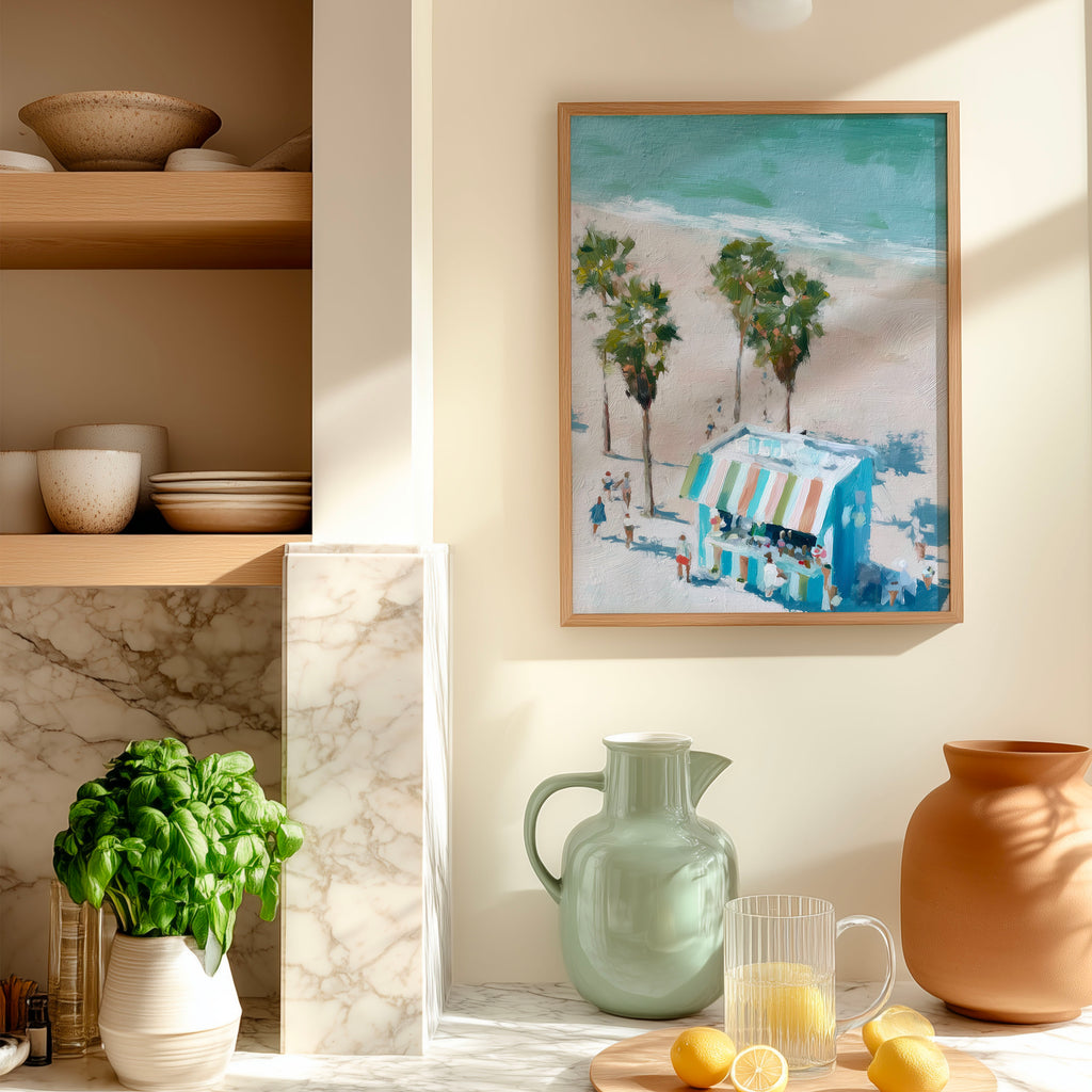 Seaside Market Art – Coastal Palm Tree Digital Print