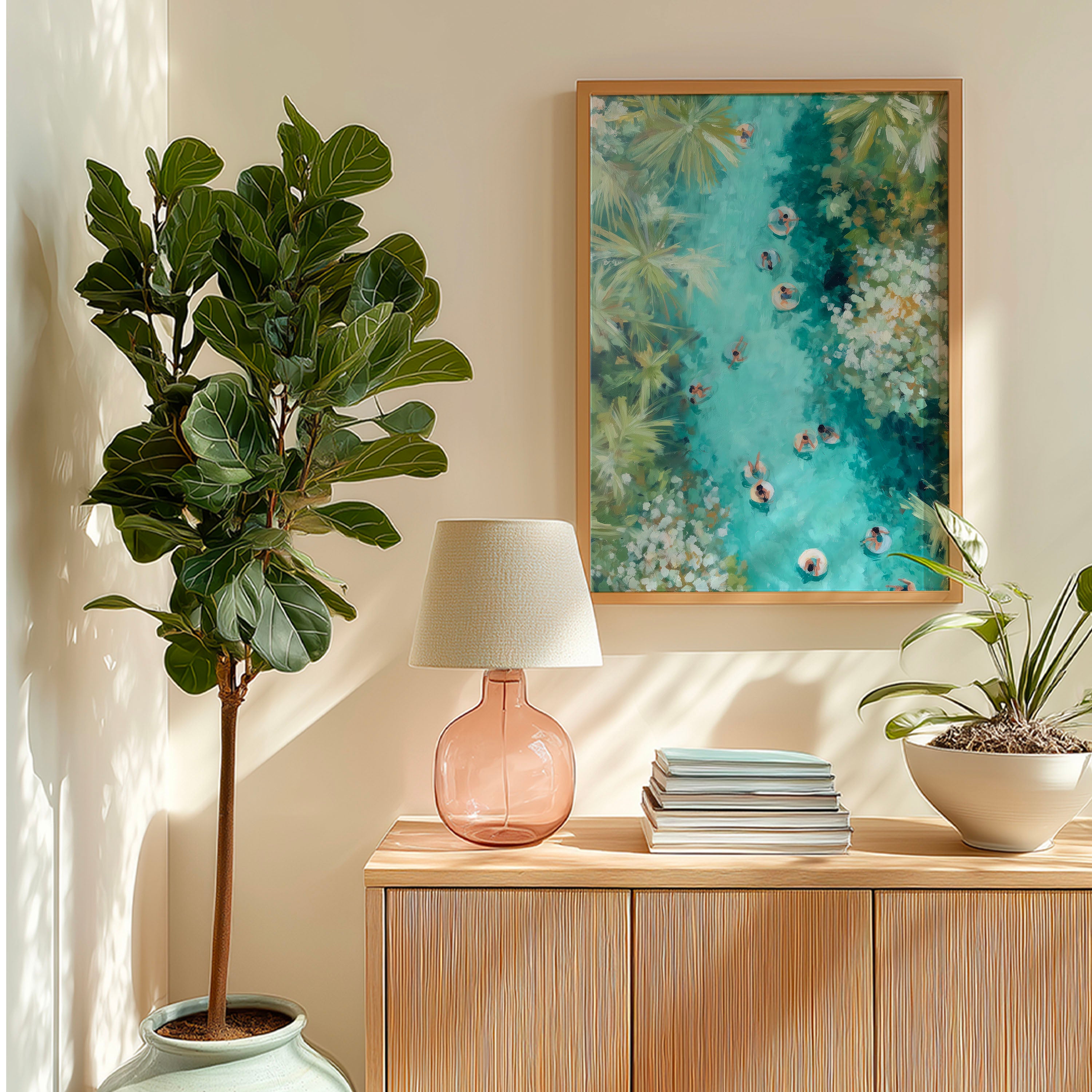 Lazy River Art – Tropical Floating Pool Digital Print