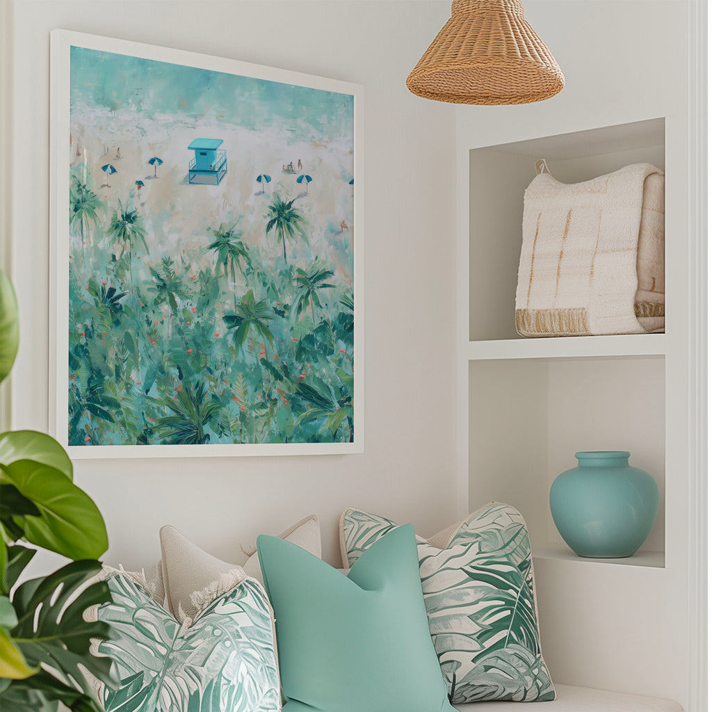 Lifeguard Tower Art – Beach and Palm Tree Digital Print (Copy)