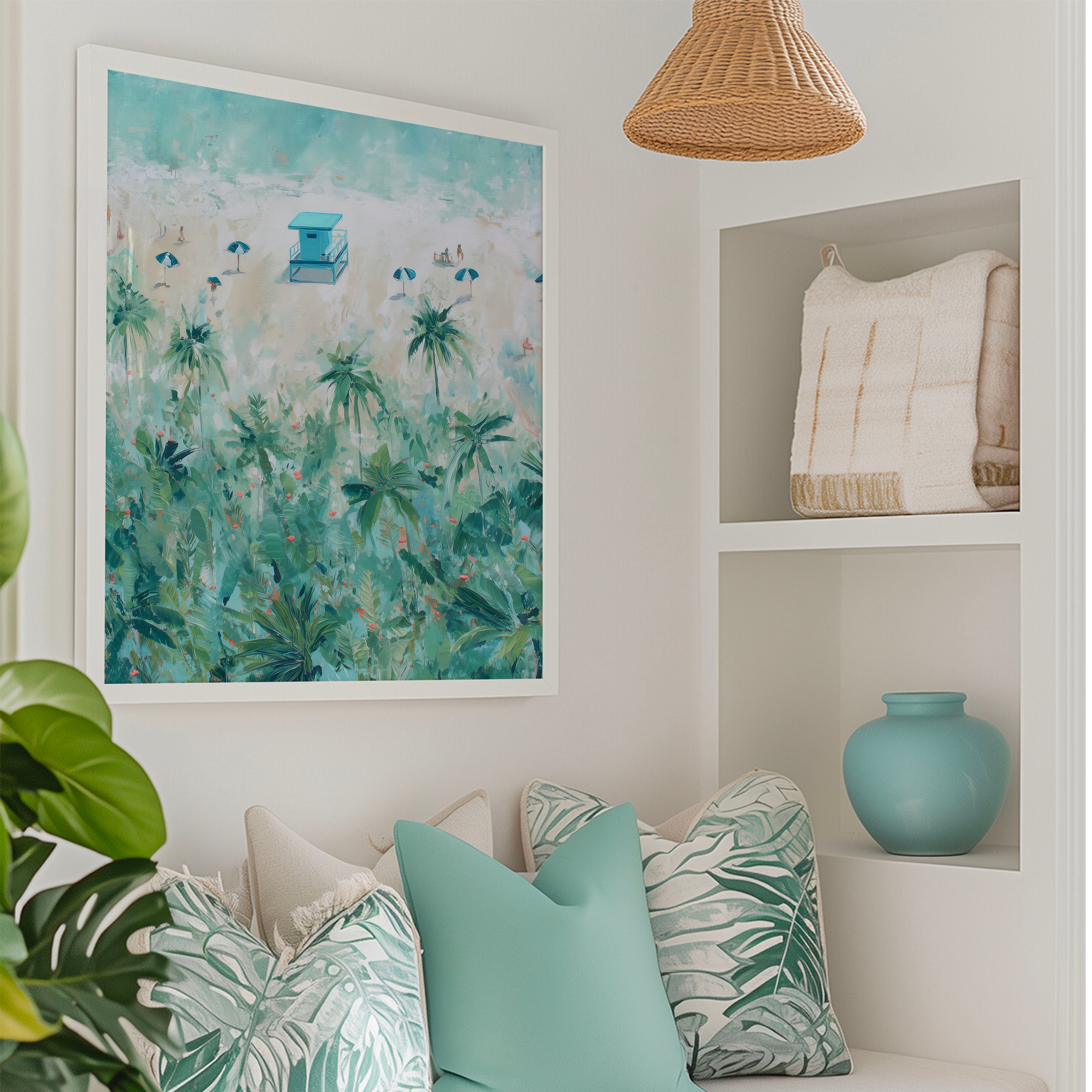 Lifeguard Tower Art – Beach and Palm Tree Digital Print (Copy)