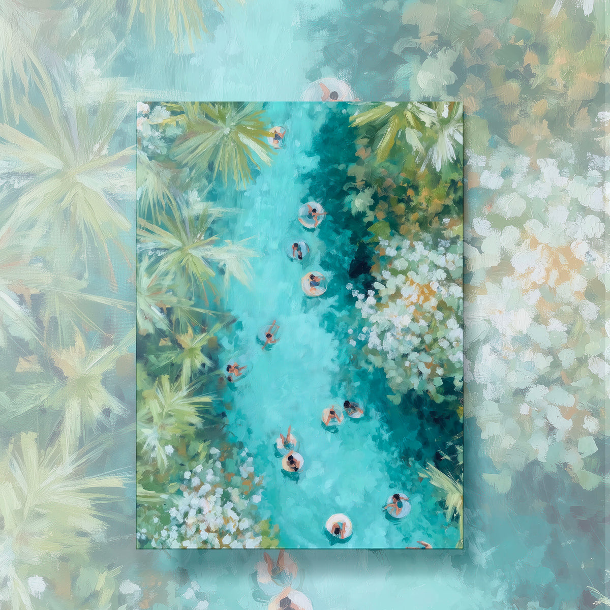 Lazy River Art – Tropical Floating Pool Digital Print