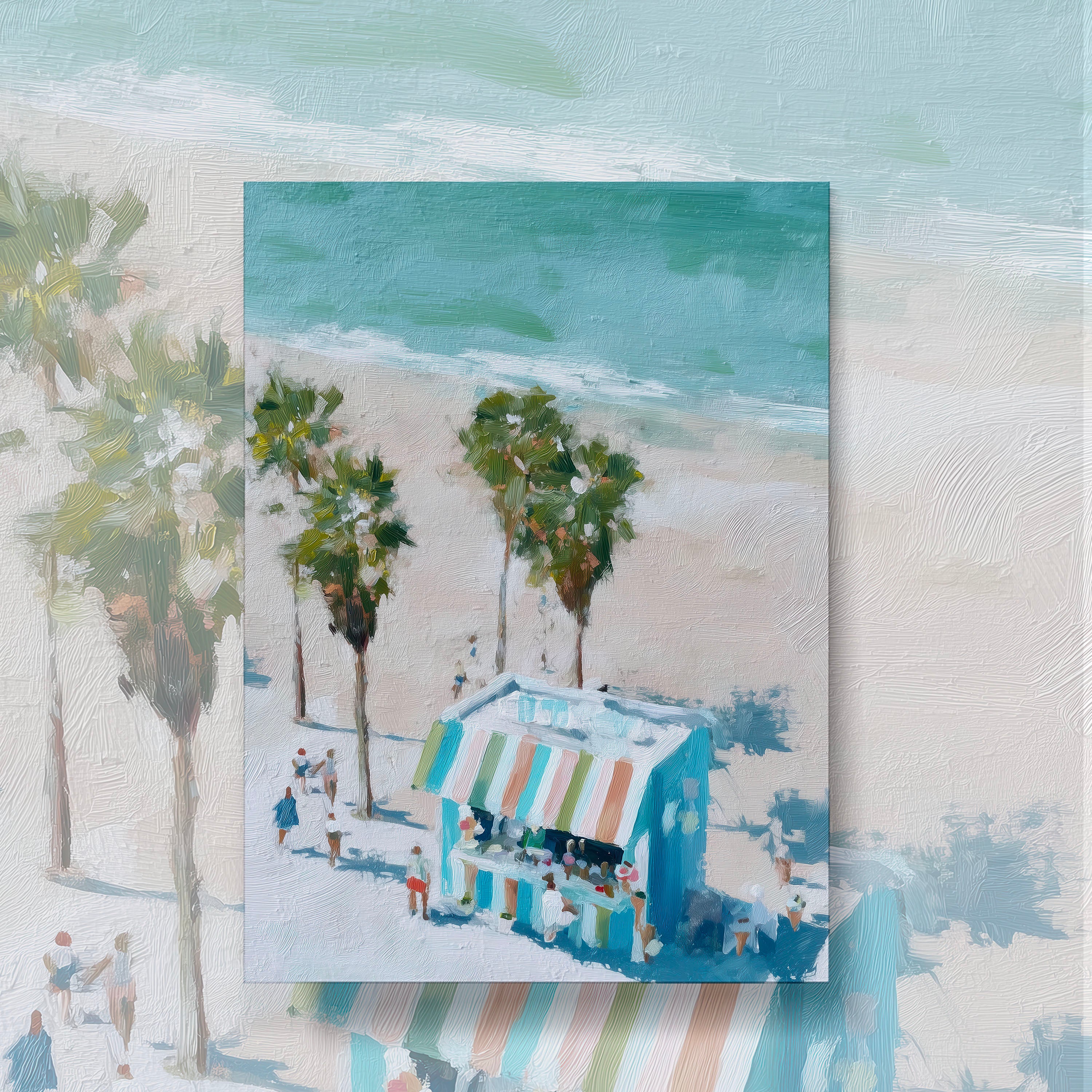 Seaside Market Art – Coastal Palm Tree Digital Print