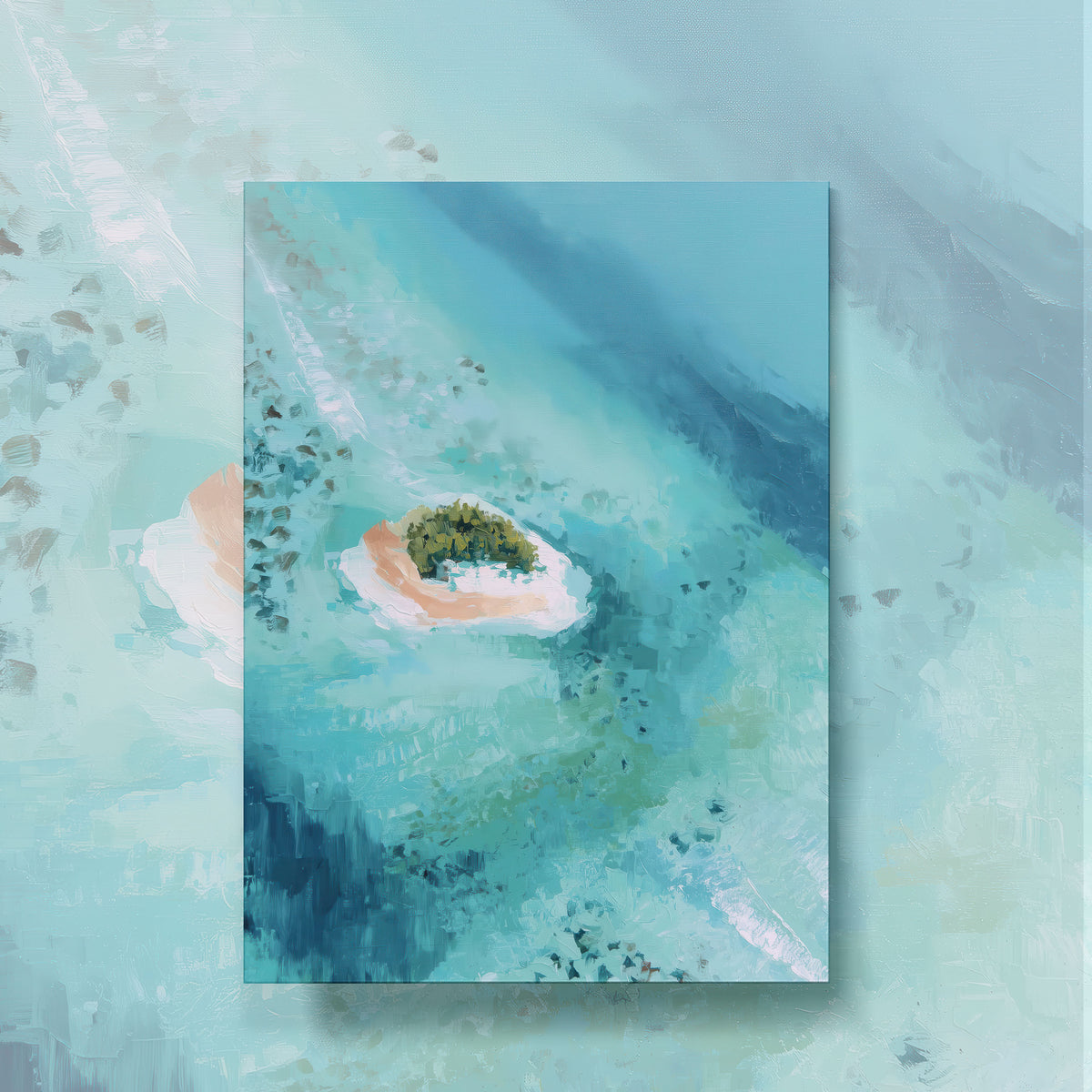 Digital Tropical Island Wall Art - Coastal Landscape Beach Print