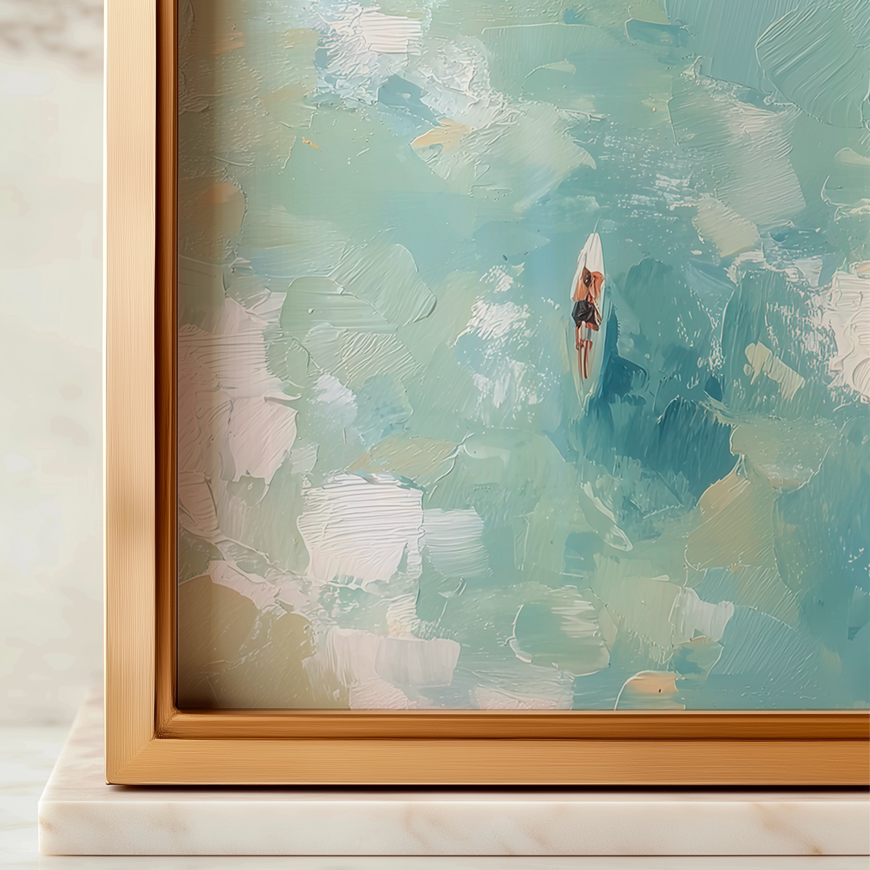 Surfer Ocean Art – Aerial View Surfboard Digital Print