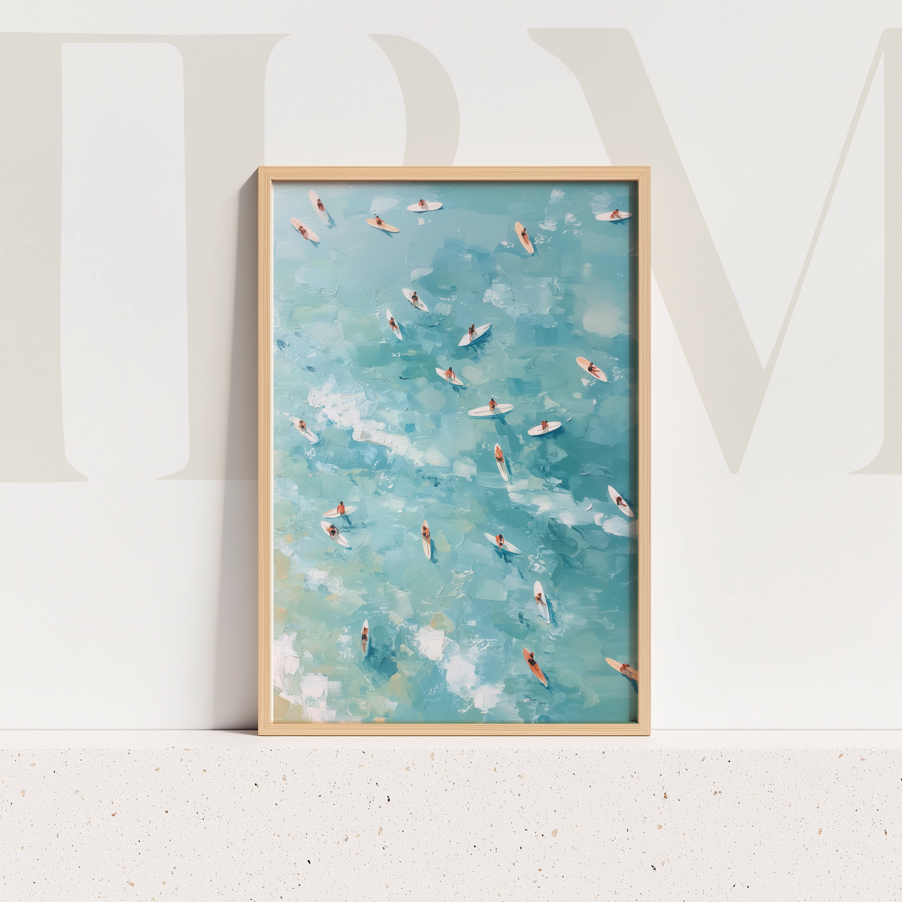 Surfer Ocean Art – Aerial View Surfboard Digital Print