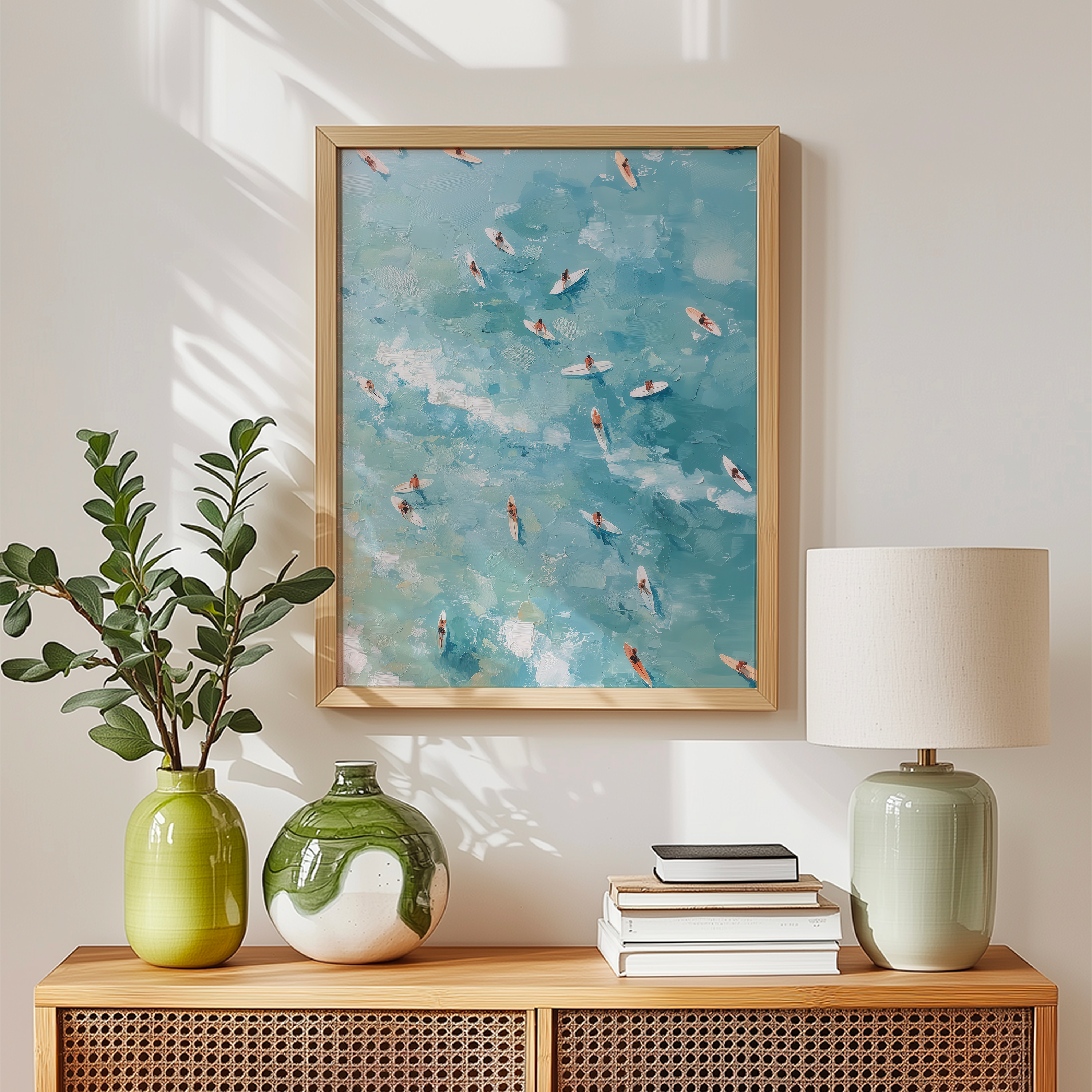 Surfer Ocean Art – Aerial View Surfboard Digital Print