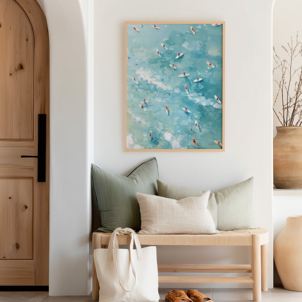 Surfer Ocean Art – Aerial View Surfboard Digital Print