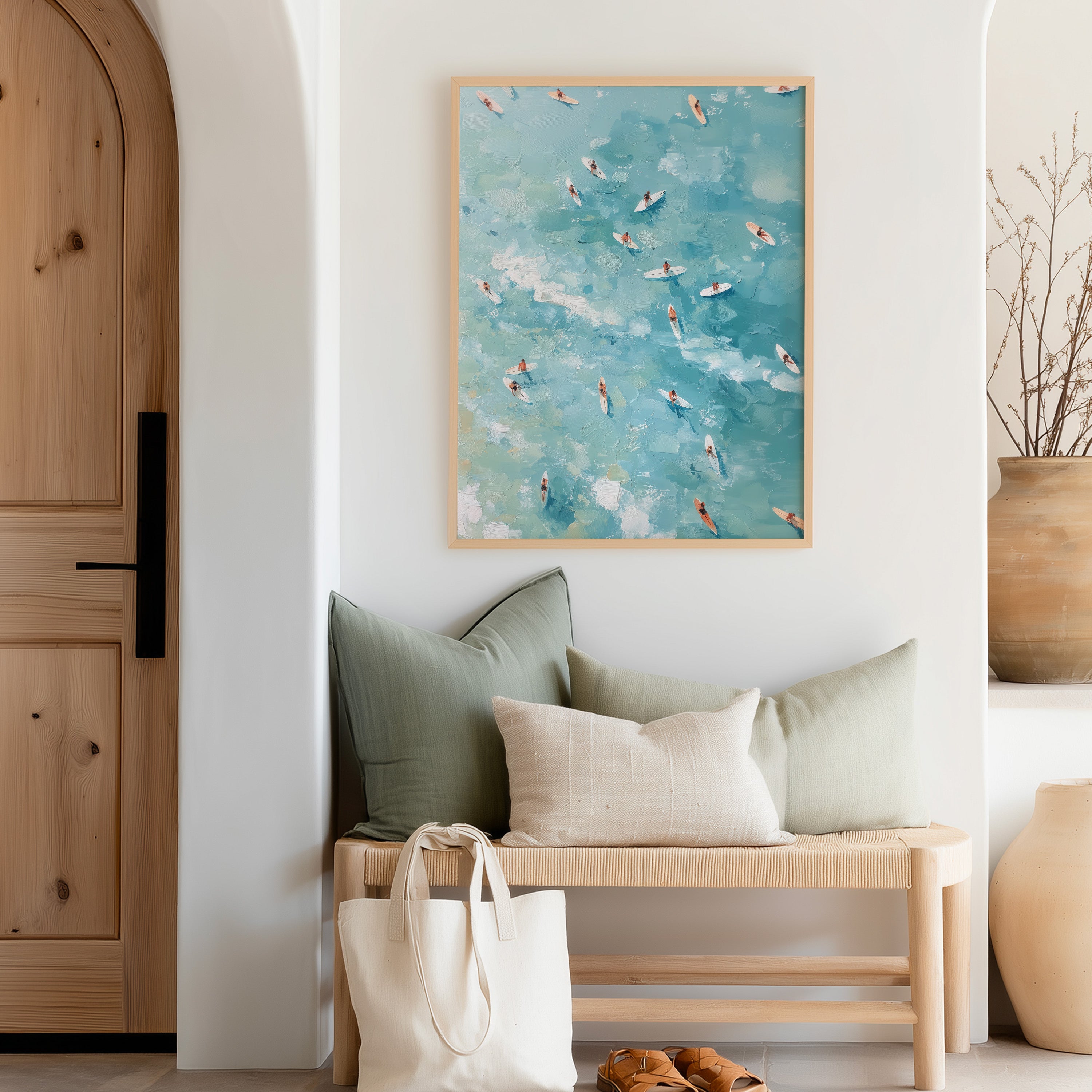 Surfer Ocean Art – Aerial View Surfboard Digital Print