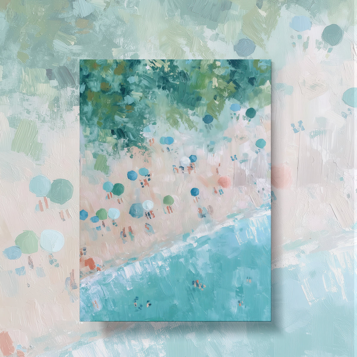 Digital Beach Painting Wall Art – Coastal Aerial Print