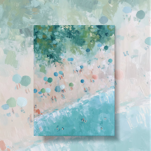 Digital Beach Painting Wall Art – Coastal Aerial Print