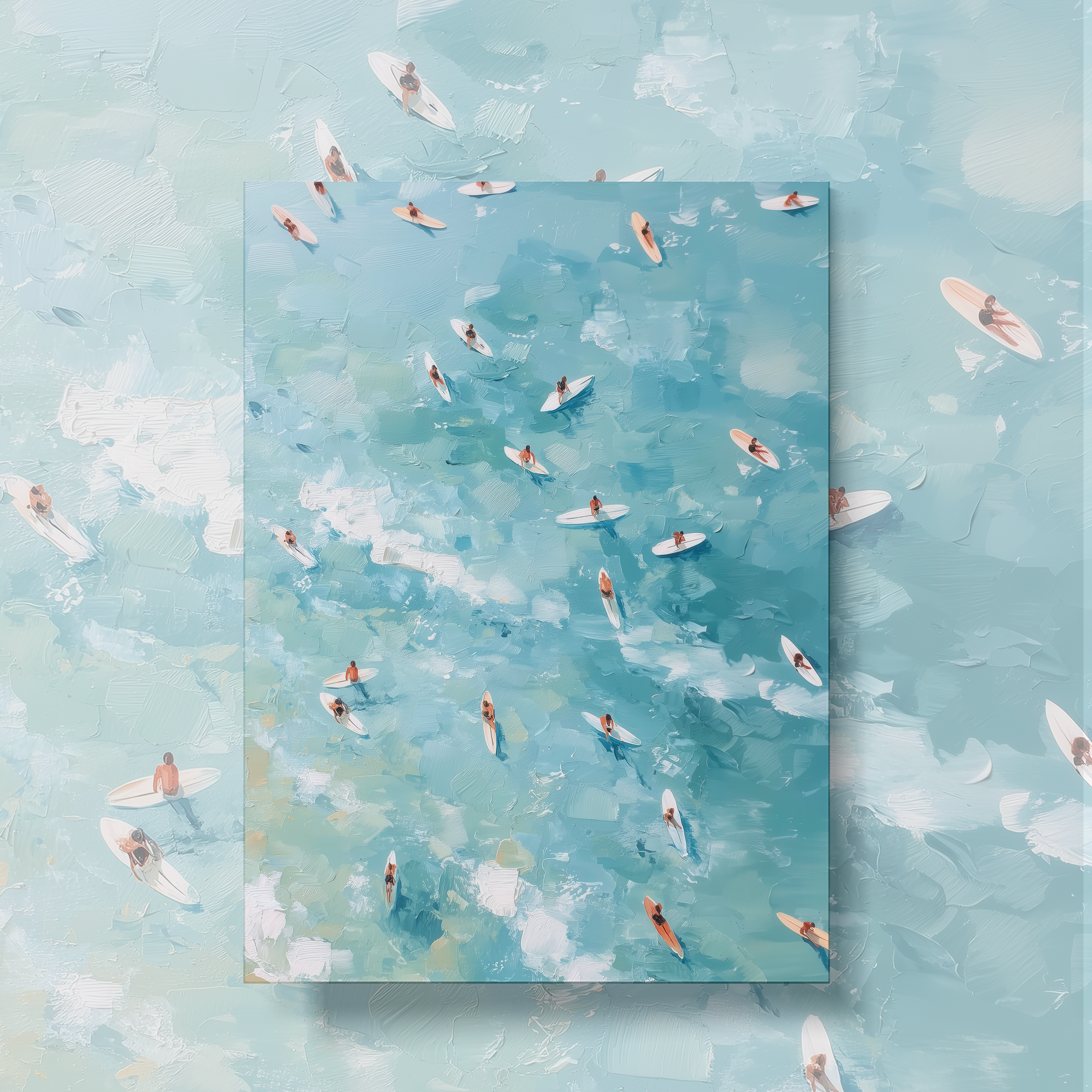 Surfer Ocean Art – Aerial View Surfboard Digital Print