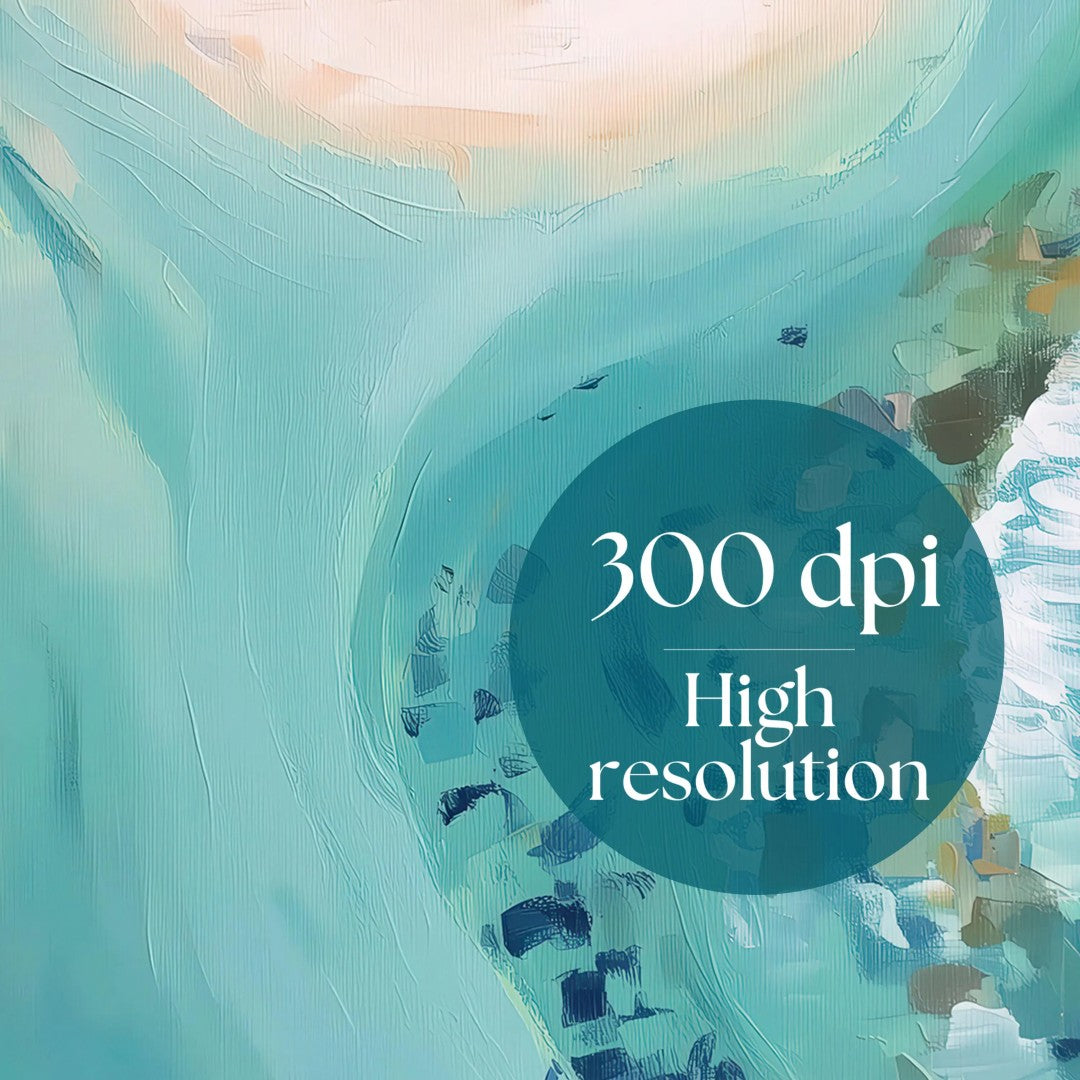 Tropical Island Wall Art – Ocean Landscape Digital Print with Beach House